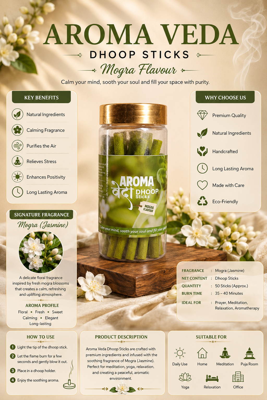 Aroma Veda Dhoop Batti – Mogra