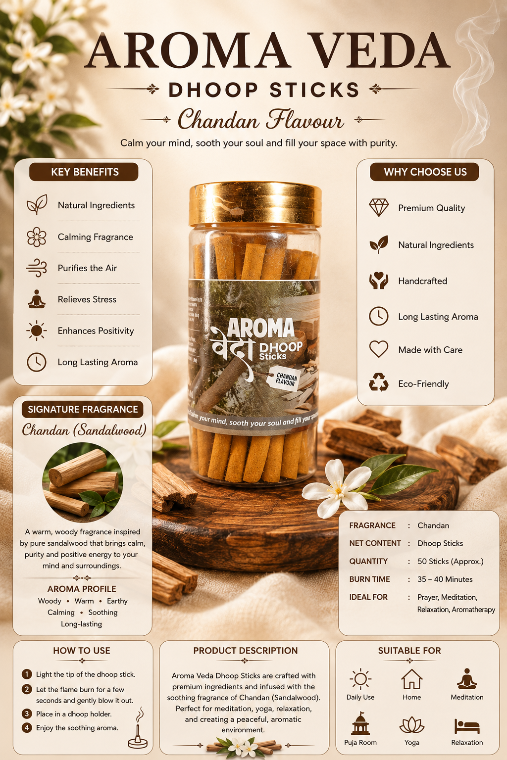 Aroma Veda Dhoop Batti – Chandan
