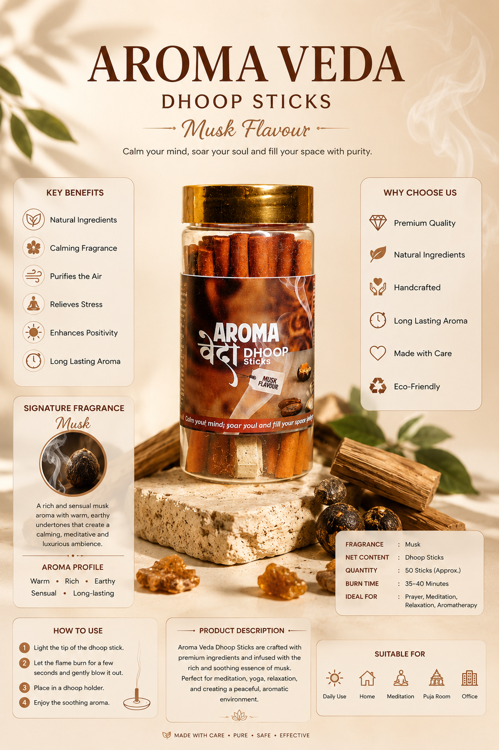 Aroma Veda Dhoop Batti – Musk
