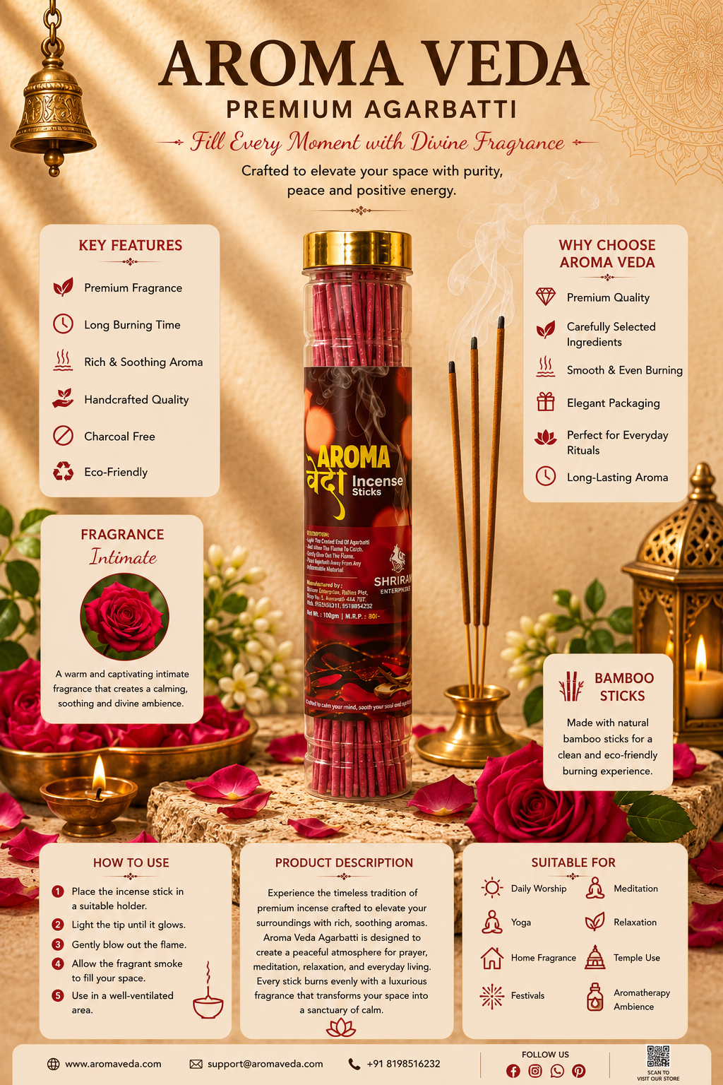 Aroma Veda Agarbatti – Rose