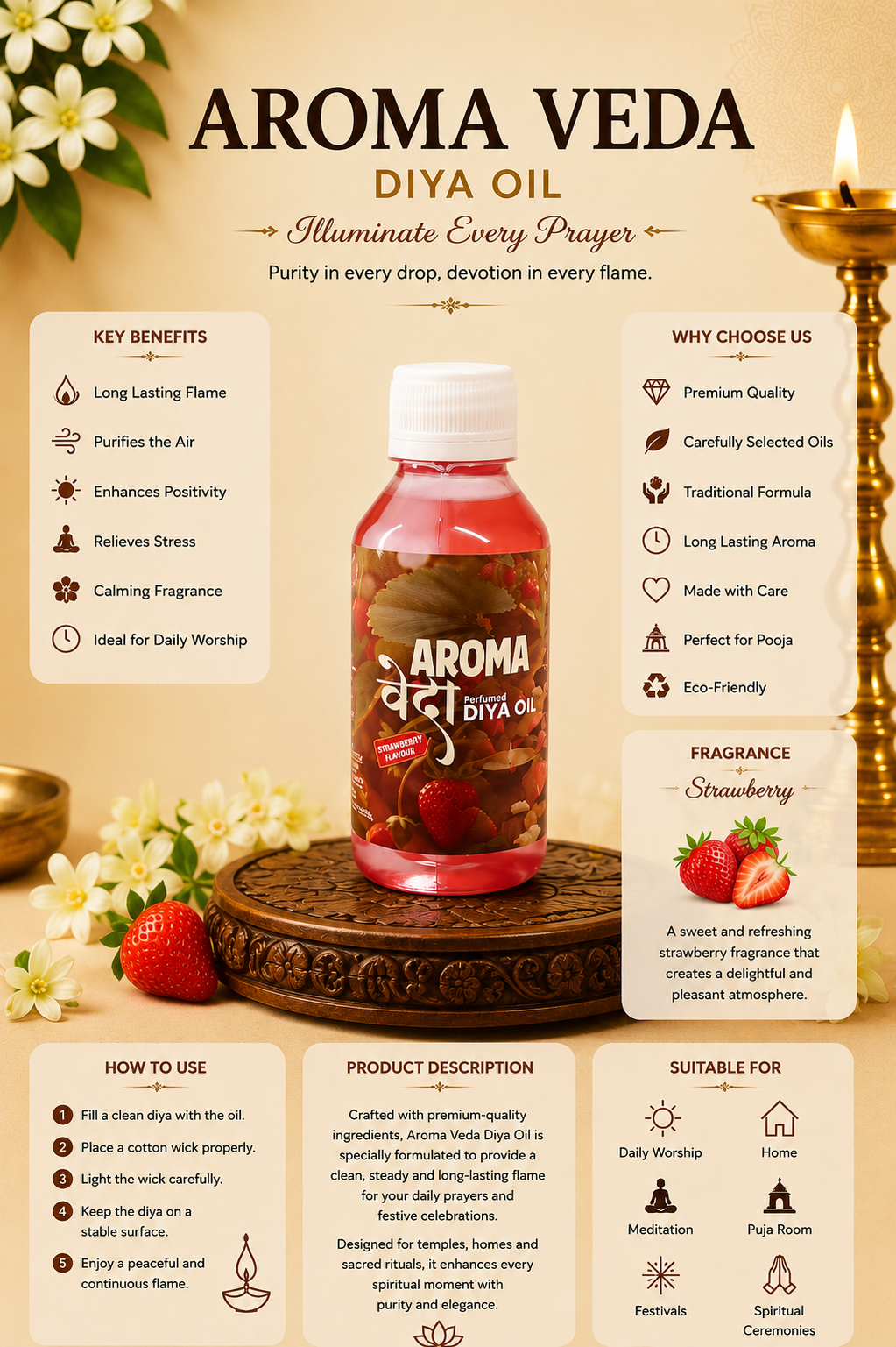 Aroma Veda Diya Oil – Strawberry