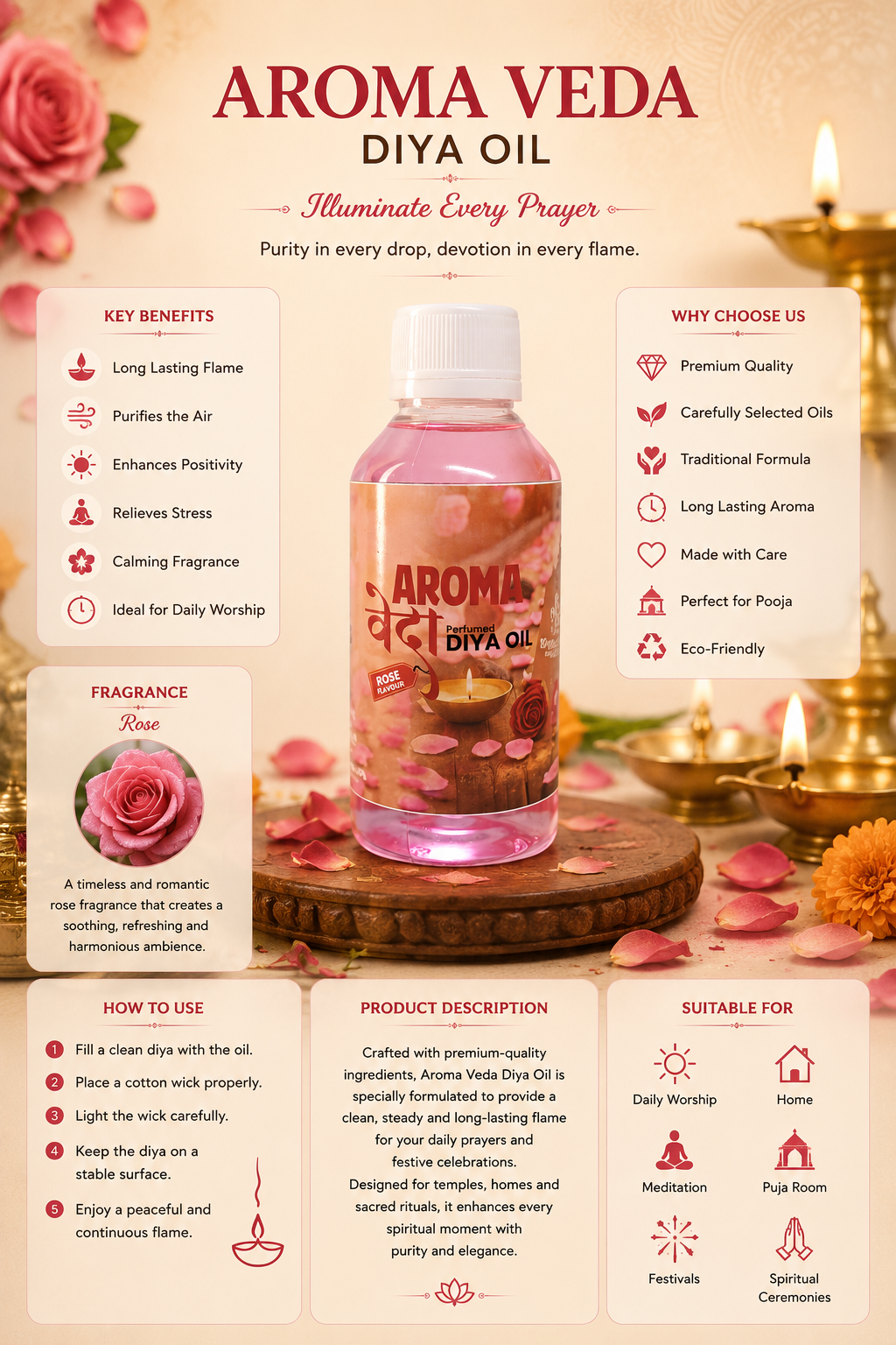 Aroma Veda Diya Oil – Rose
